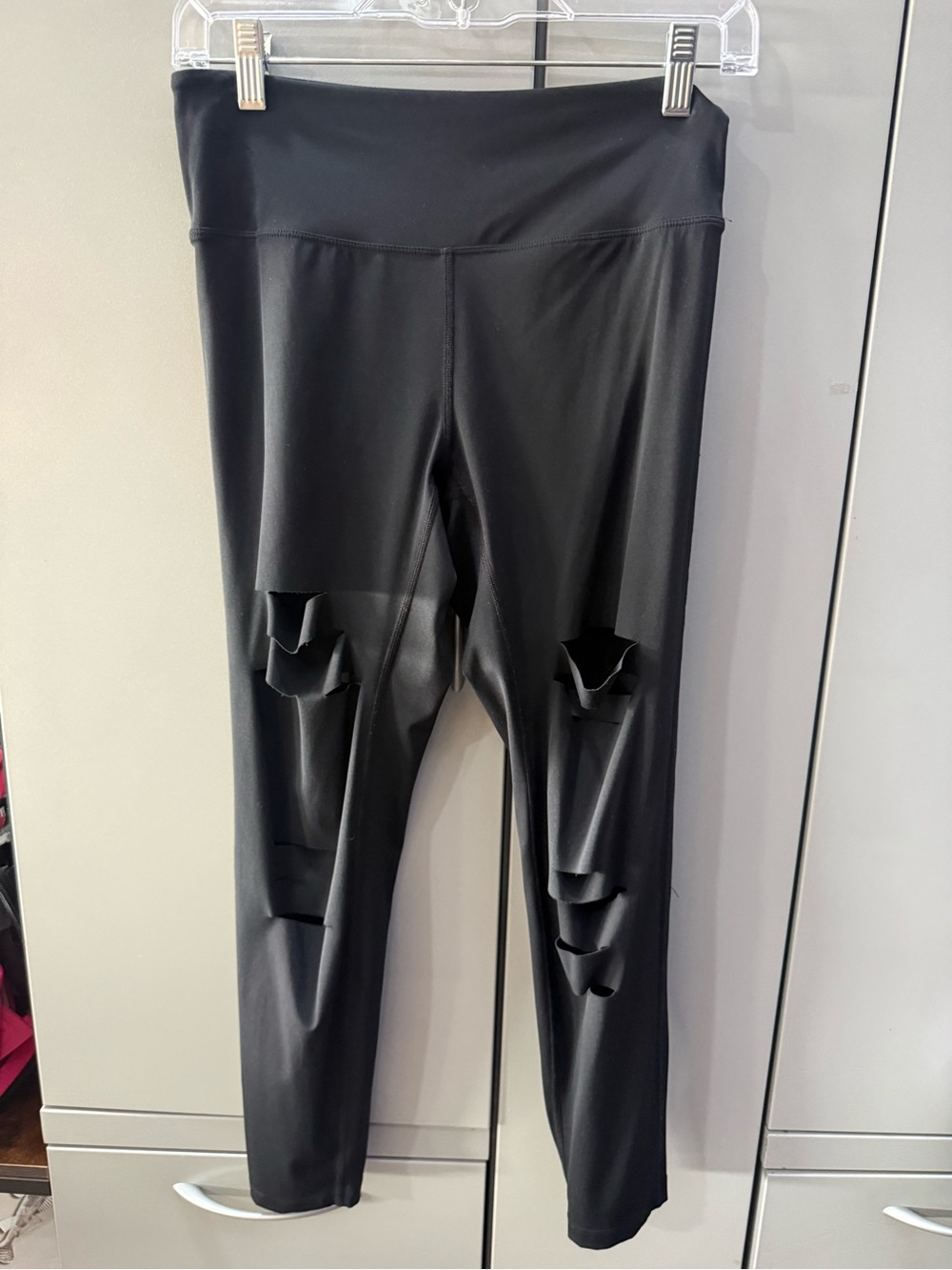 High-Waist Black Ripped Leggings